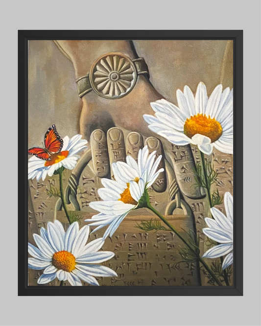 Den heliga kamomillen-handmålad oljetavla 55x45 cm