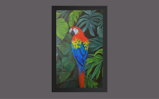 Papegoja - Handmålad Oljetavla 150x90 cm