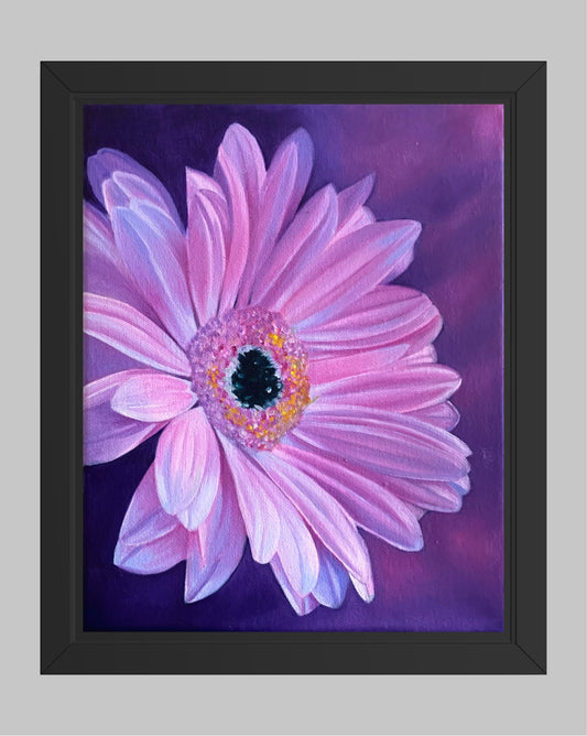 Gerbera- Handmålad Oljetavla 24x30 cm