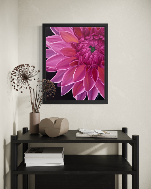 Dahlia - Handmålad Oljetavla 50x40 cm