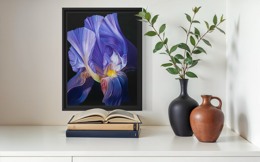 Blå Iris - Handmålad Oljetavla 30x40 cm