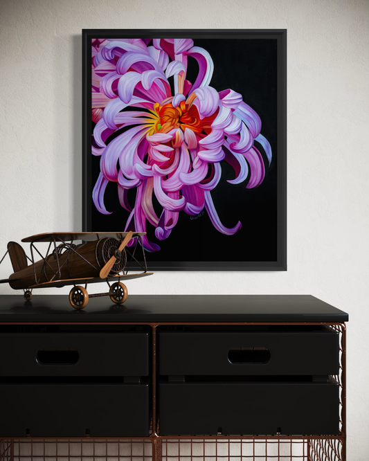 Krysantemum - Handmålad Oljetavla 50x60 cm