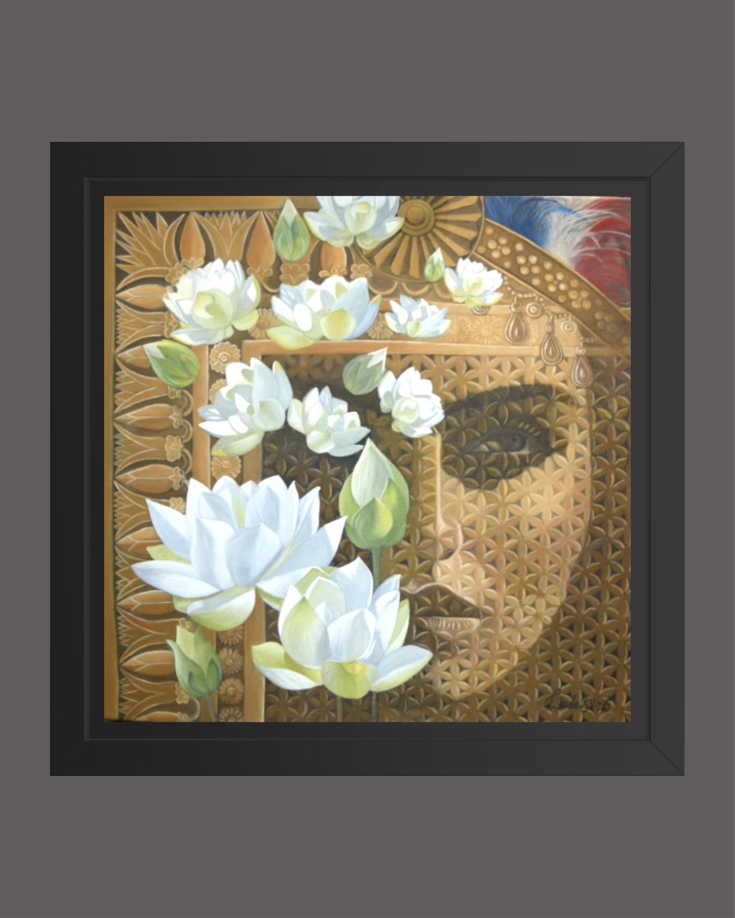 ”Evig lotus” - Handmålad Oljetavla 60x60 cm