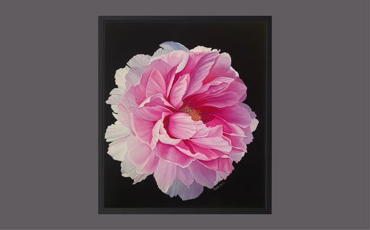 Rosa Pion - Handmålad Oljetavla 60x73 cm