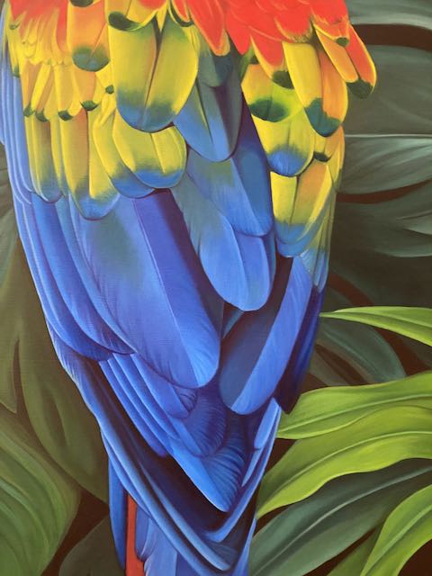 Papegoja - Handmålad Oljetavla 150x90 cm