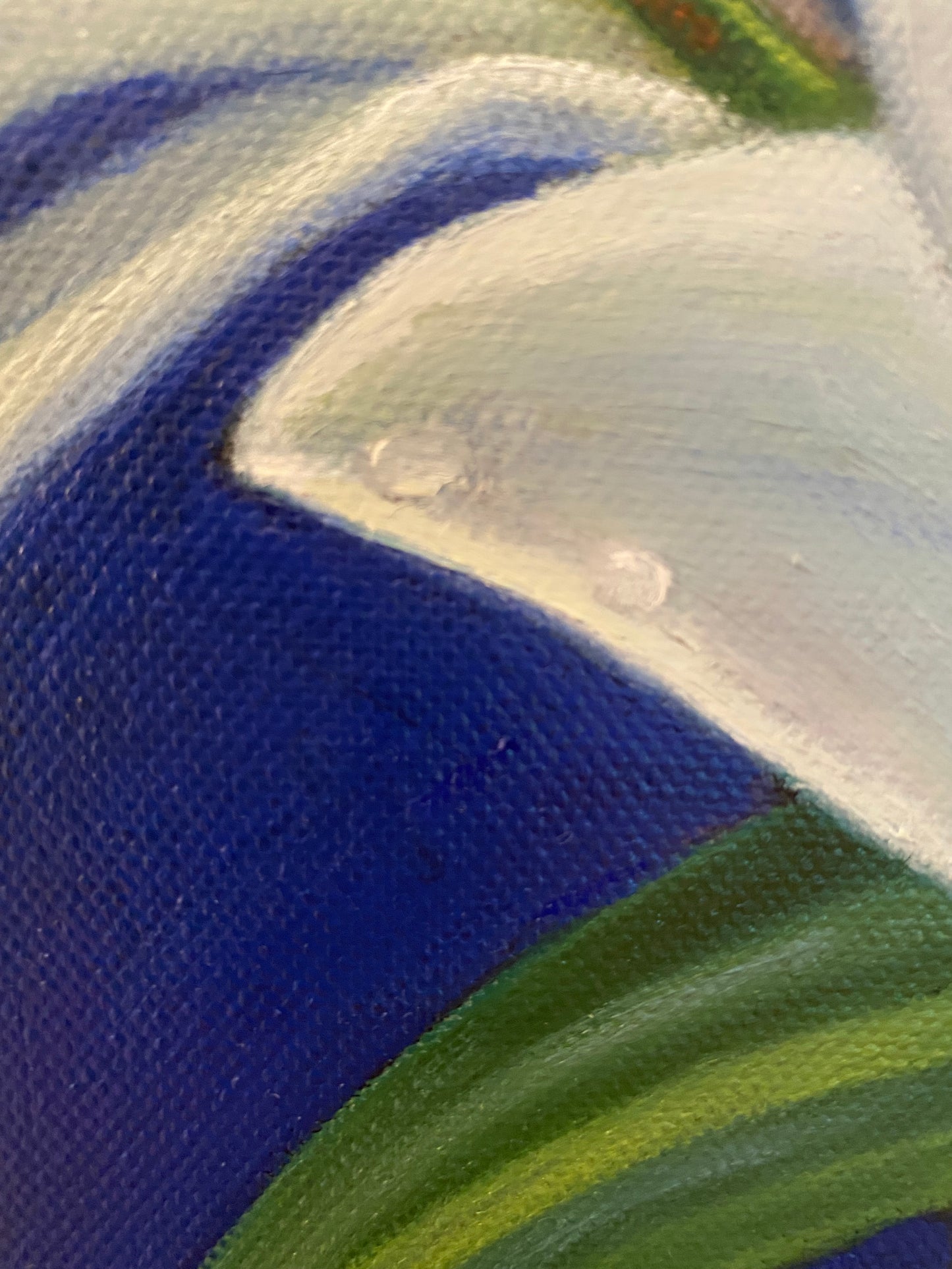 Vit Lilja-Handmålad Oljetavla 30x24 cm